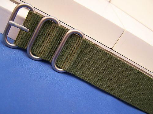 Ballistic Nylon Military Green 1 Piece Watch Strap All Matte Steel Hardware