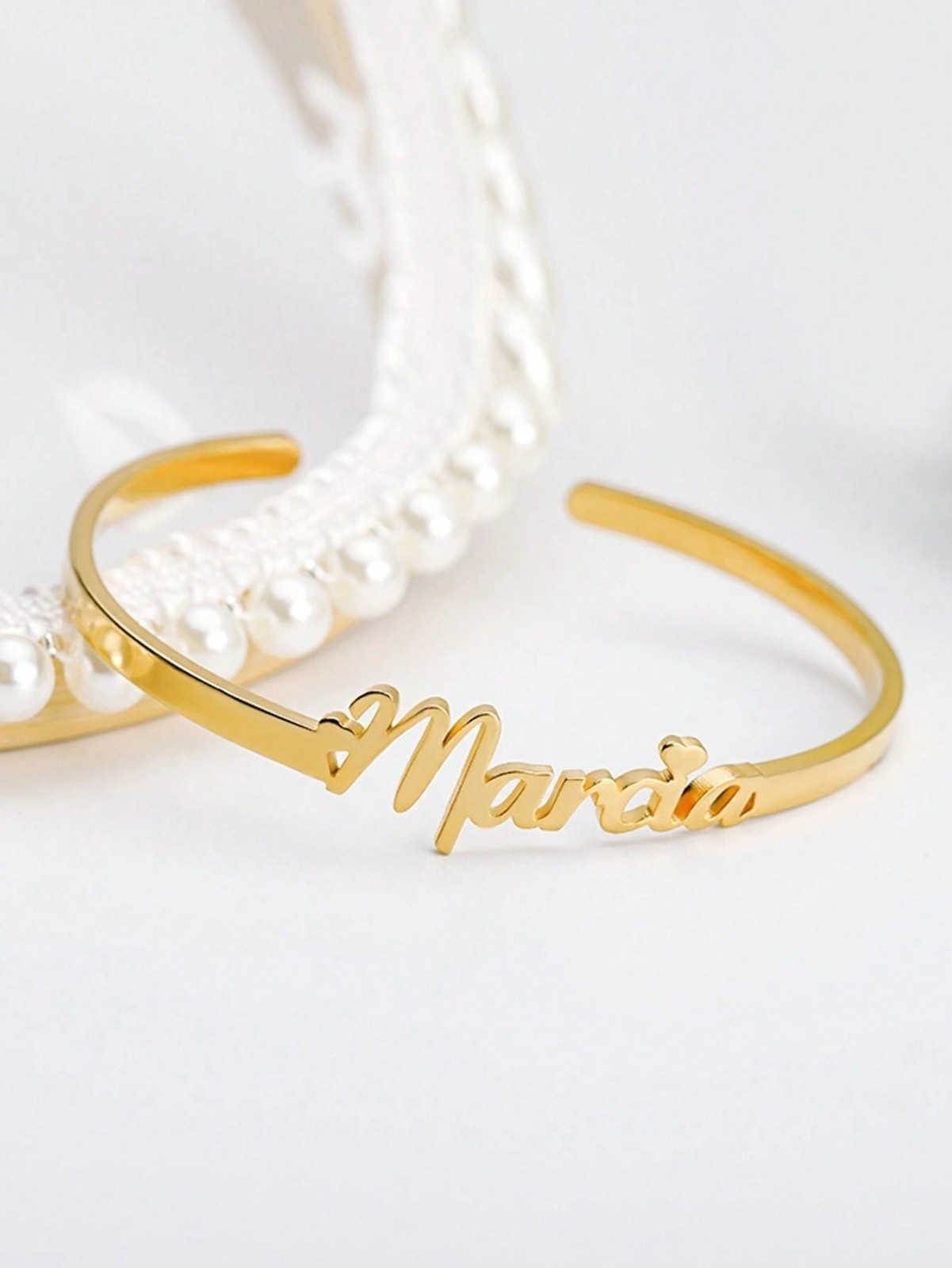 Custom Name Bangle Heart Nameplate Open Cuff Bracelet Men Women Jewelry Gift USA