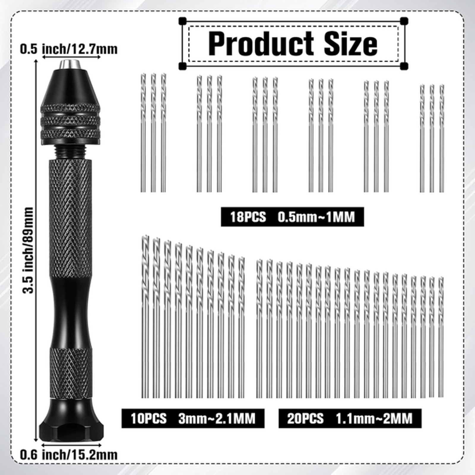 Hand Drill Bits Set with Pin Vise – 59 Pcs Micro Drill Bits Set Including 48