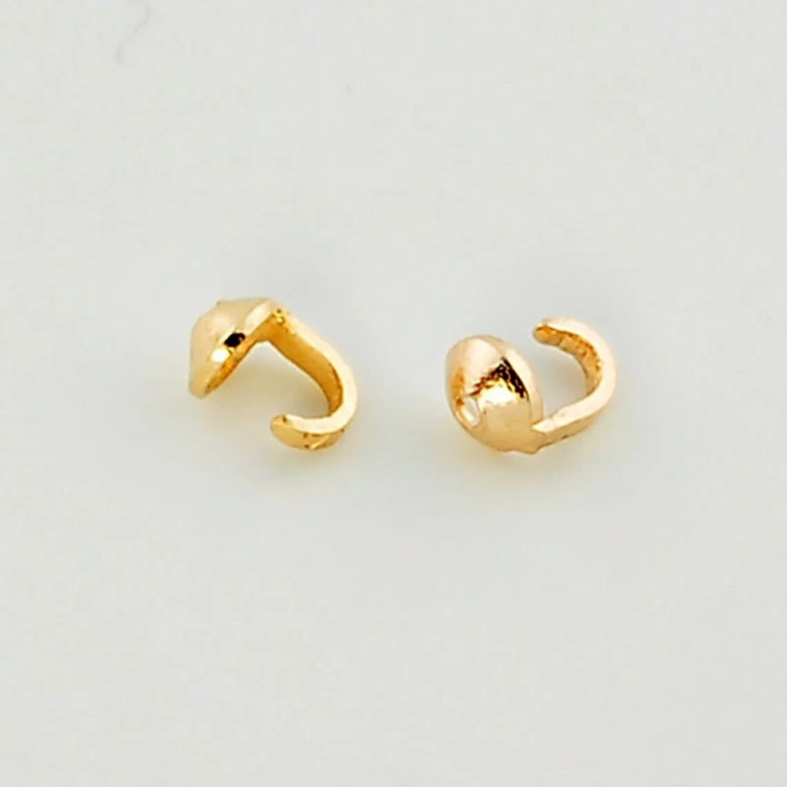 18K Solid Yellow Gold Crimp Hook Bead Tip Cup End Findings Quantity: (2)