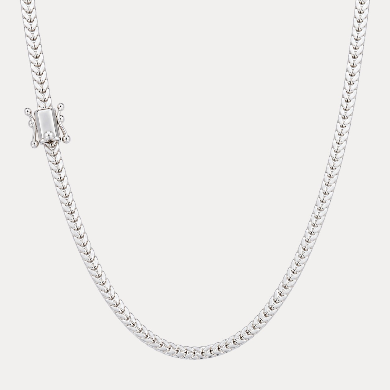 4mm Box Franco Chain Necklace – Solid 925 Sterling Silver Or Oxidized Rhodium