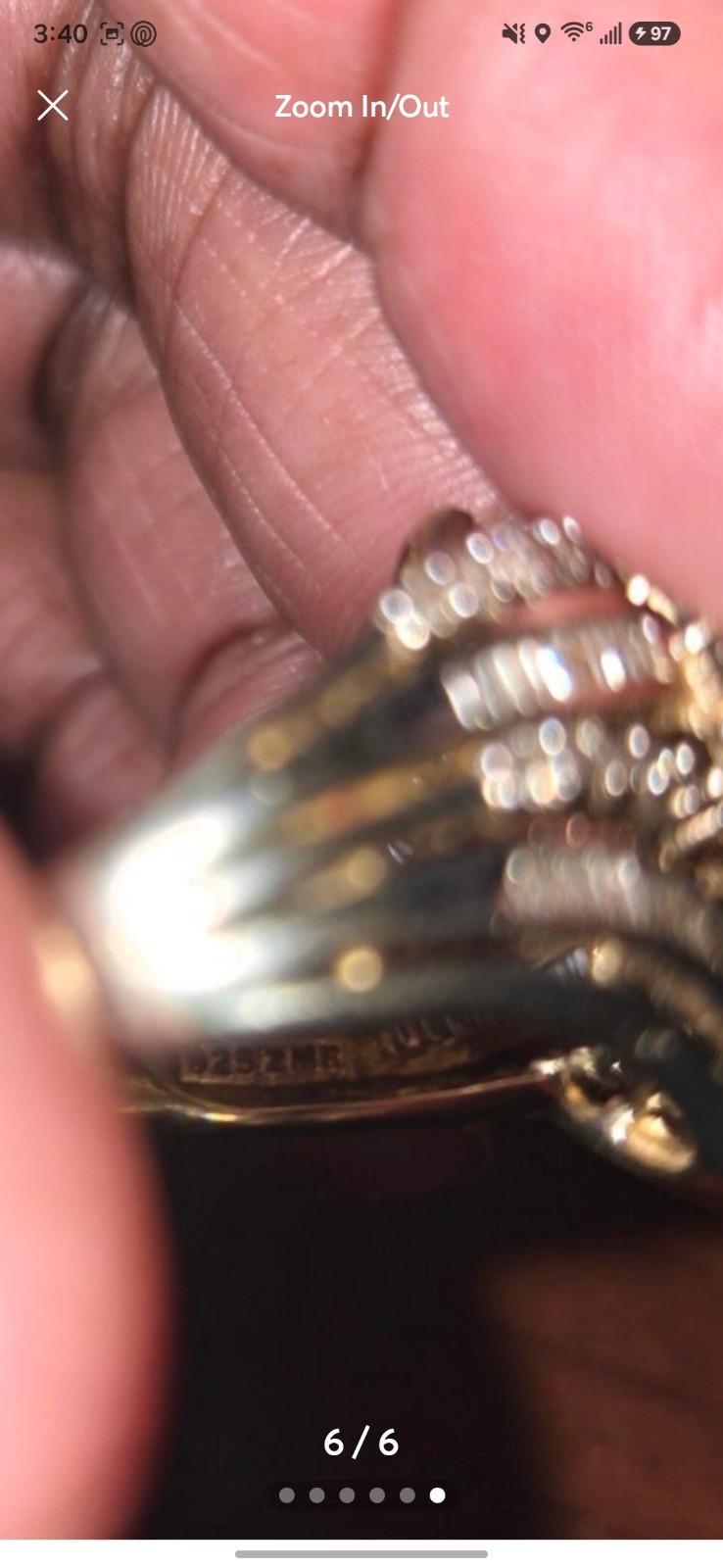 Two-Tone Gold & Silver Tone Clear Cluster Cocktail Ring, Stackable, Size 7