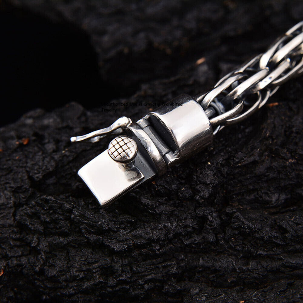 Pure S925 Sterling Silver Chain 8mm Multi Toggle Link Bracelet 57-58g 8.7inch