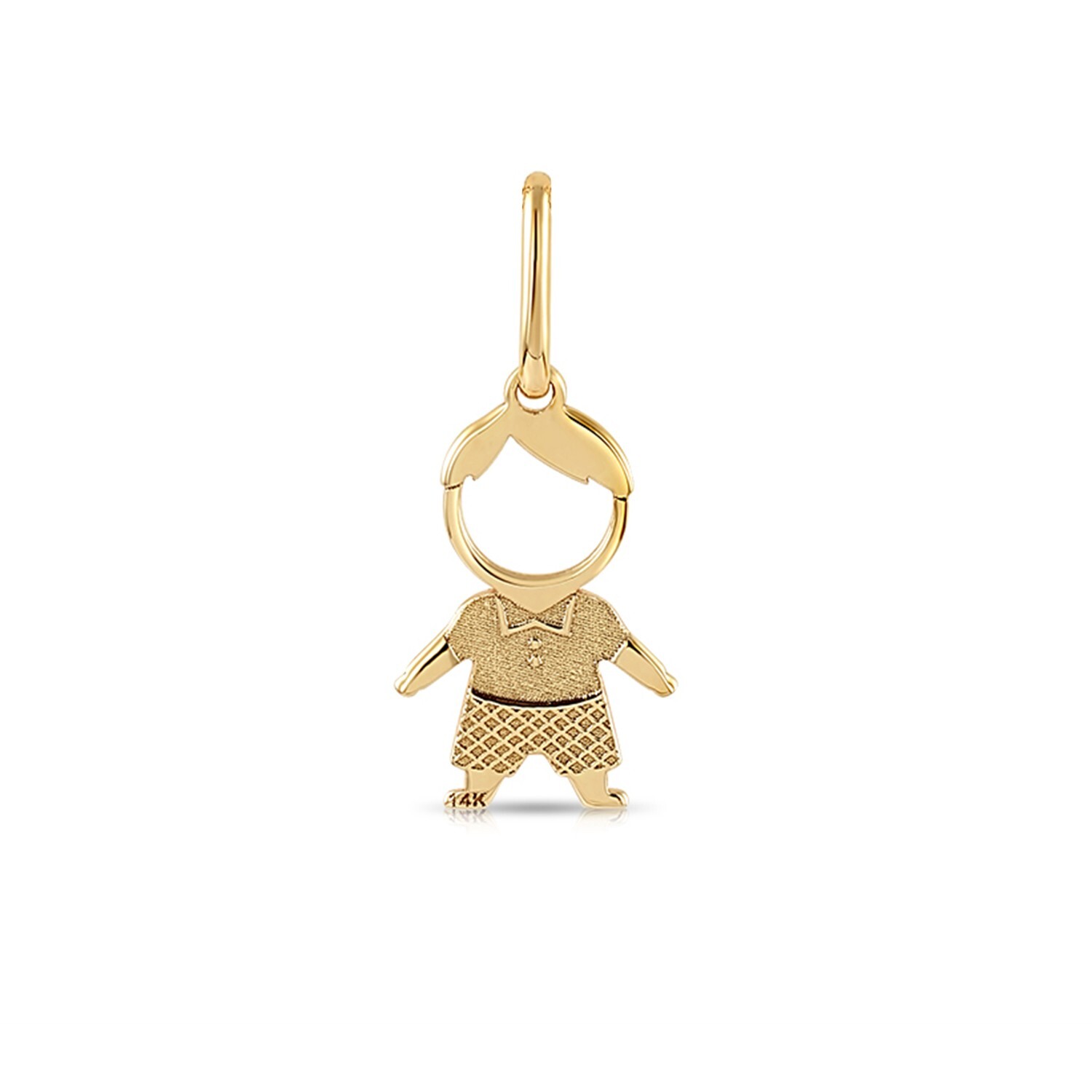 14K Real Solid Yellow Gold Baby Little Boy Kids Pendant Charm Necklace 18 in