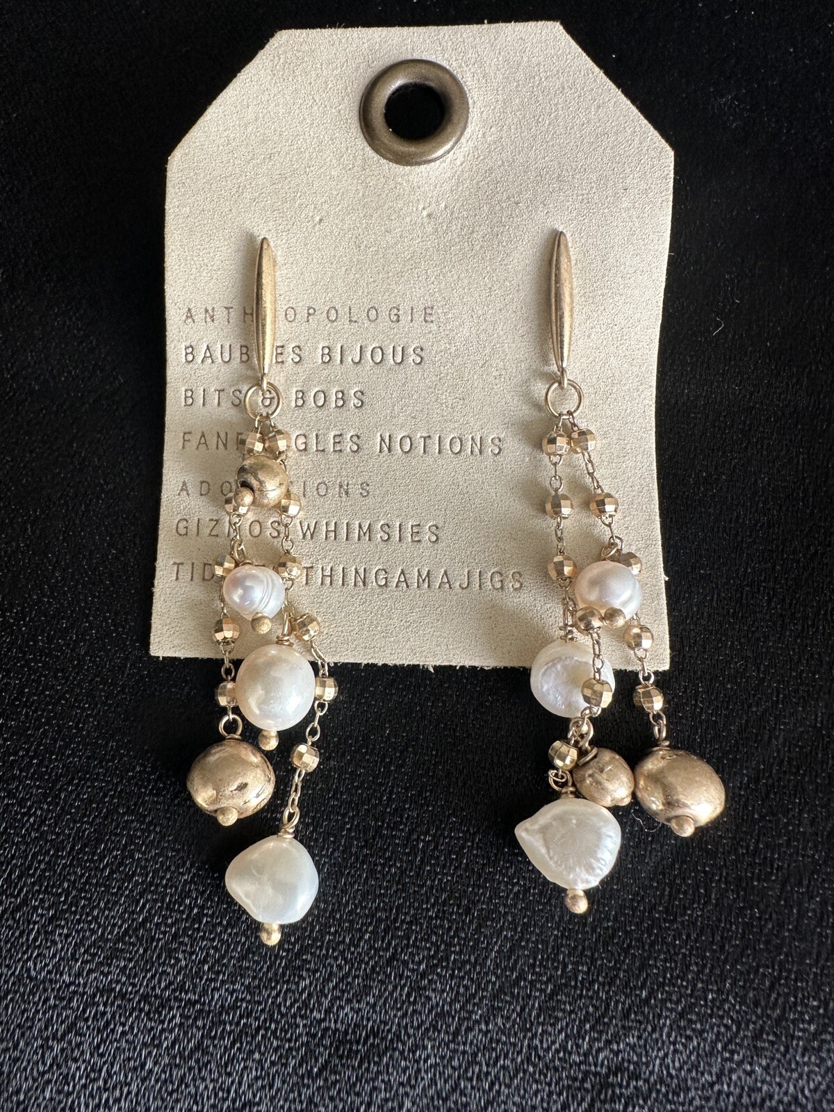 Anthropologie Prairie Pearl Elegant Drop Earrings