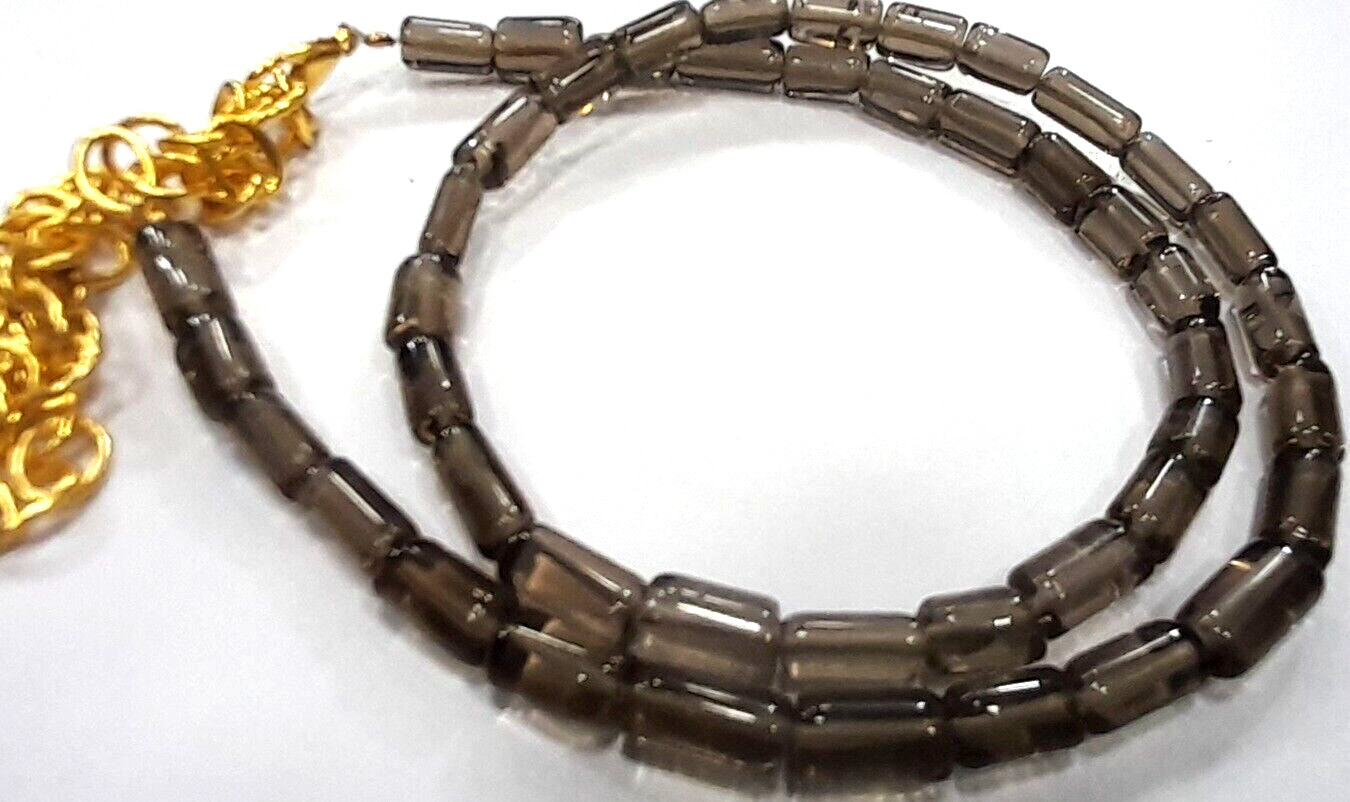 Smoky Quartz Tube Smooth 4×7-5x8mm Loose Beads 18″inch 1 Necklace