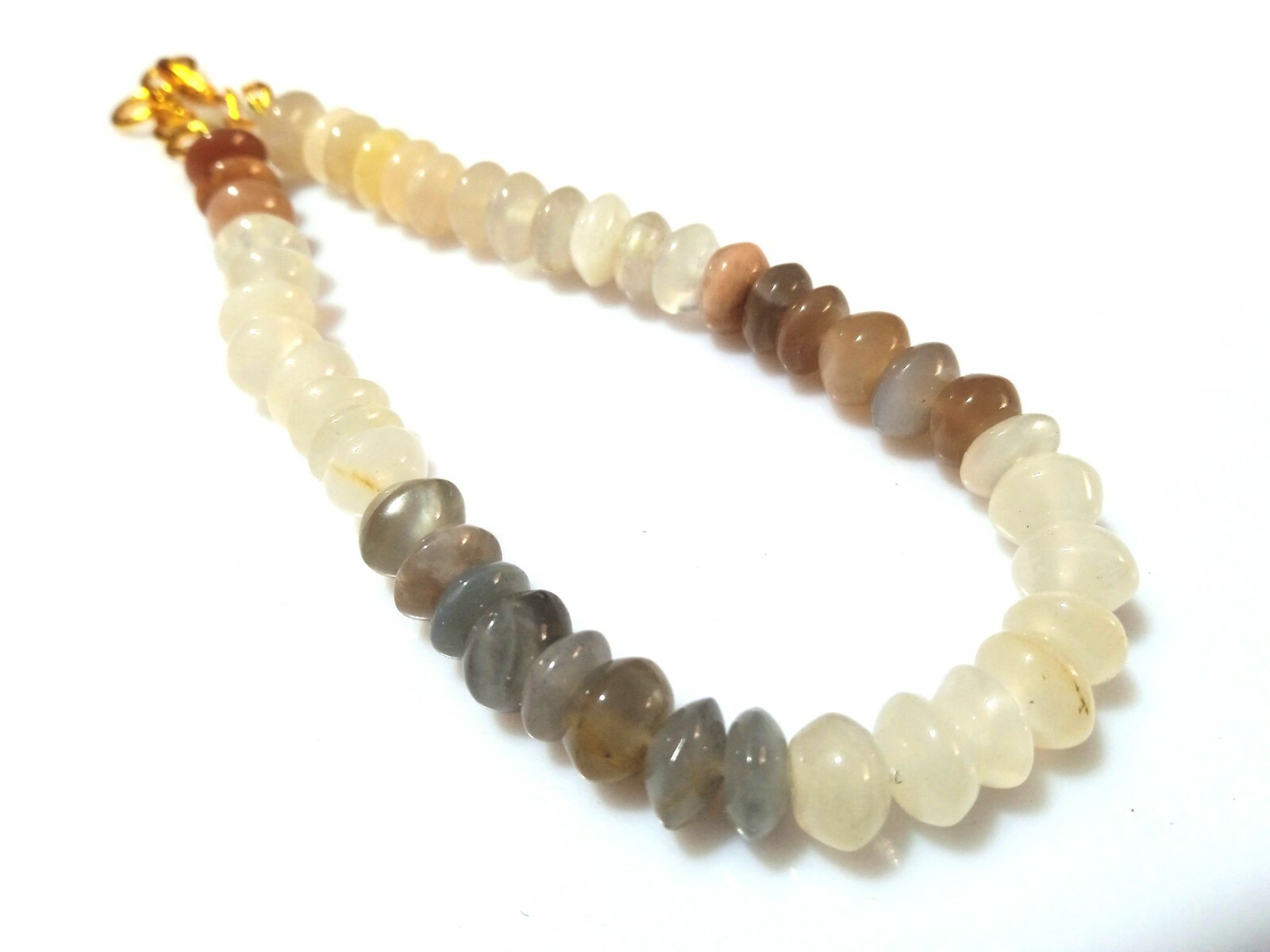 MULTI MOONSTONE ROUNDELLE BUTTON 6-7MM SMOOTH GEMSTONE BEADS 7″ FANCY BRACELET