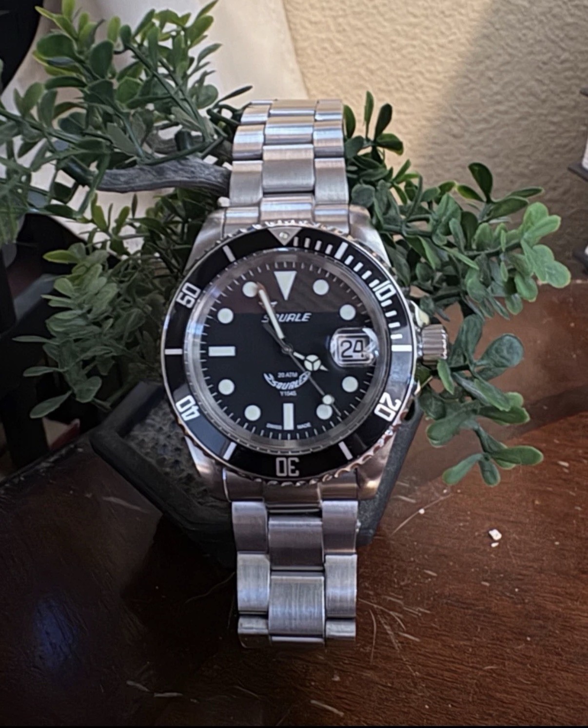 Squale 1545 Maxi 40MM Black Aluminum Bezel, Vintage “Submariner” Style