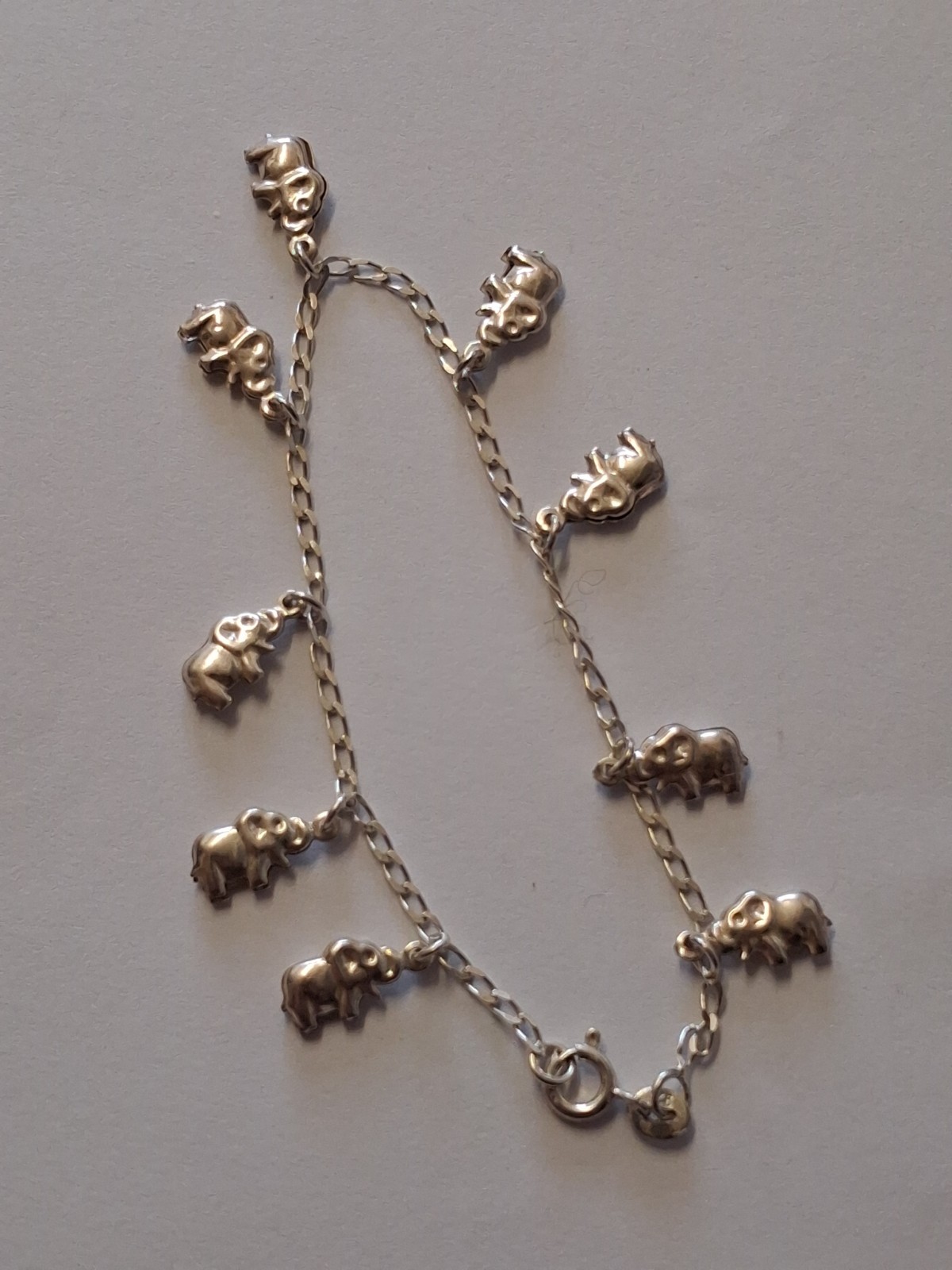 Sterling Silver Elephant Bracelet – 16cm – 4gs.