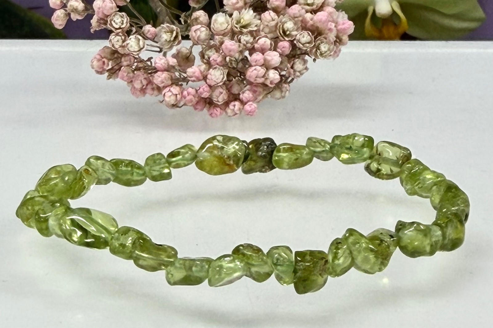 Wholesale 6 Pcs Natural Peridot Tumble Crystal Bracelet 7.5”