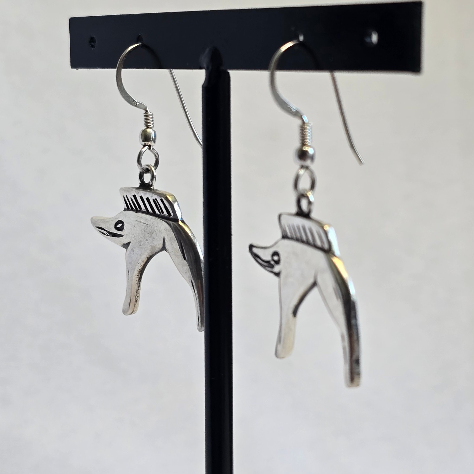 Sterling Silver Earrings 7.36g Fine Jewelry Celtic Boar Hook Back Dangles