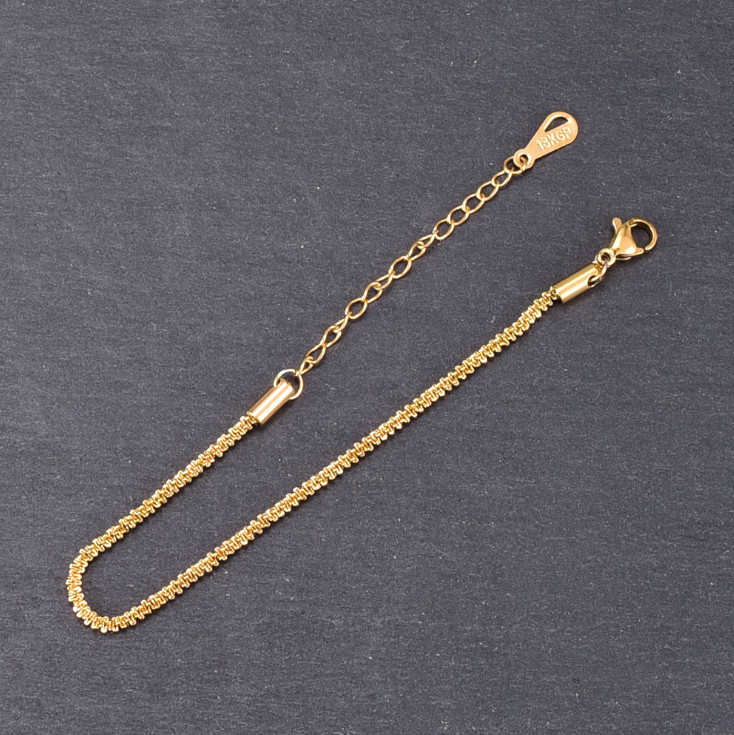 Women 18K Gold Stainless Steel Diamond Cut 2mm Rope Chain Bracelet 8″ Gift PE46