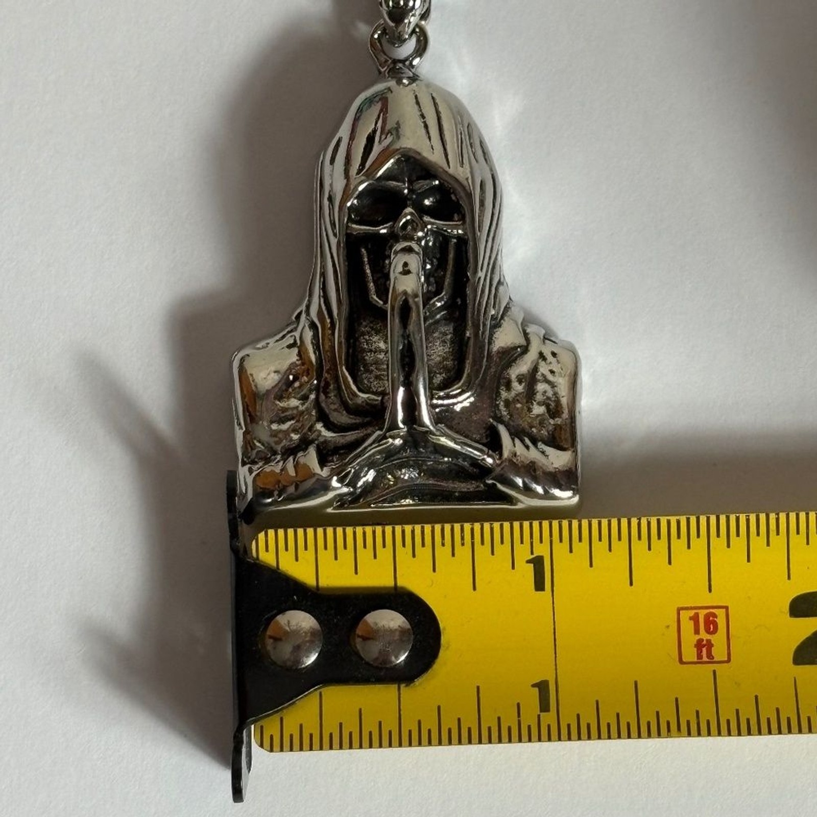 Grim Reaper Praying Hands Pendant Necklace 24″ Hell Demon Skull Death God
