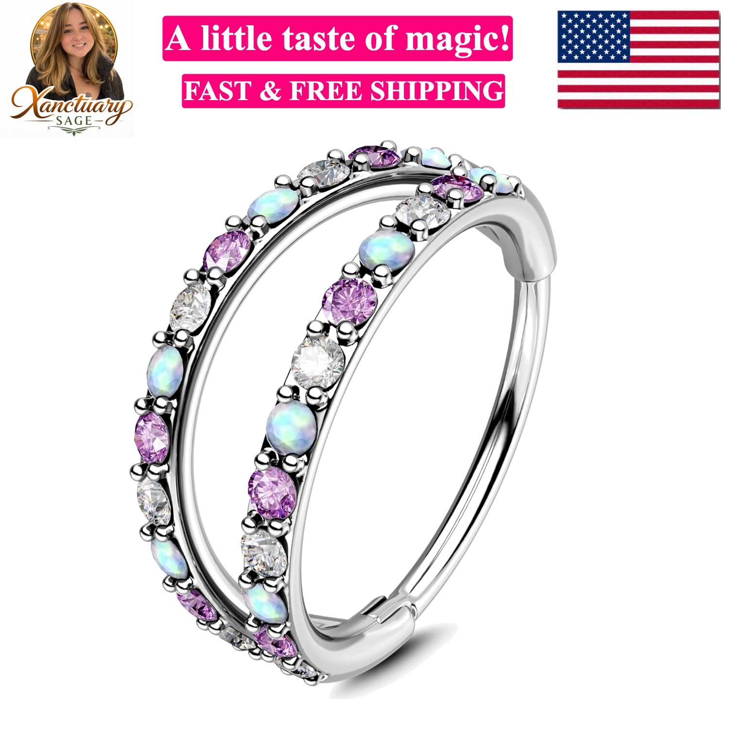 20G Nose Rings for Women, 316L Surgical Steel Double Hoop Nose Piercing Jewel…