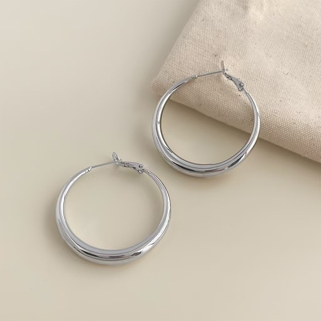 Fashion Metal Big Circle Hoop Earrings for Women C-Shaped Earrings Jewelry Gift
