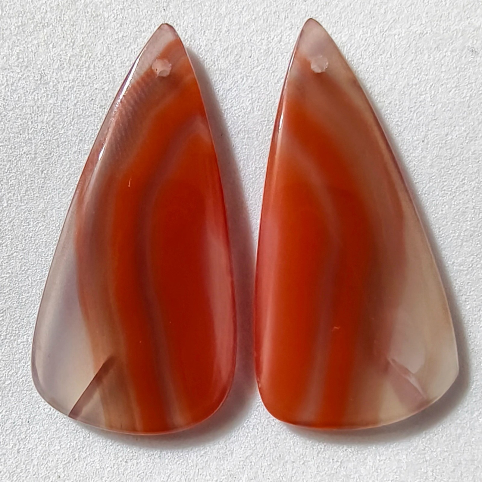37 Cts Natural Botswana Agate Drilled Pair Cabochon Gemstone 36.4 X 18.1 MM