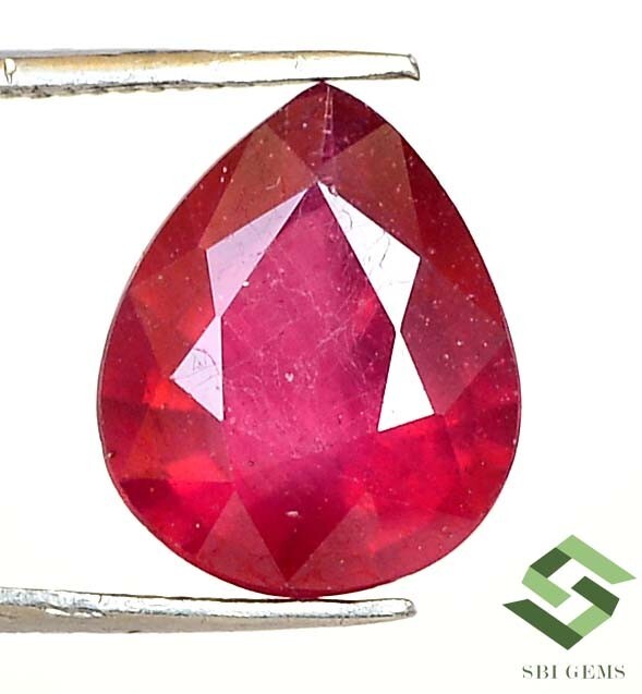 11×9 mm Natural Ruby Pear Cut 3.91 CTS Mozambique Faceted Loose Gemstone GF
