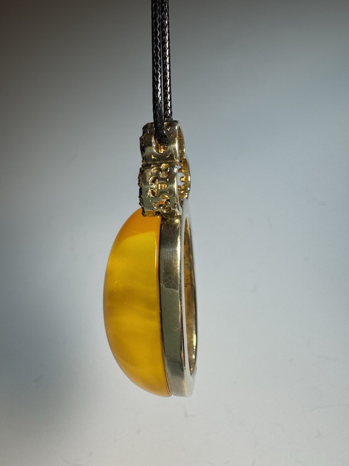 Natural Baltic Amber Pendant Butterscotch Egg Yolk in Sterling Silver 18.4g