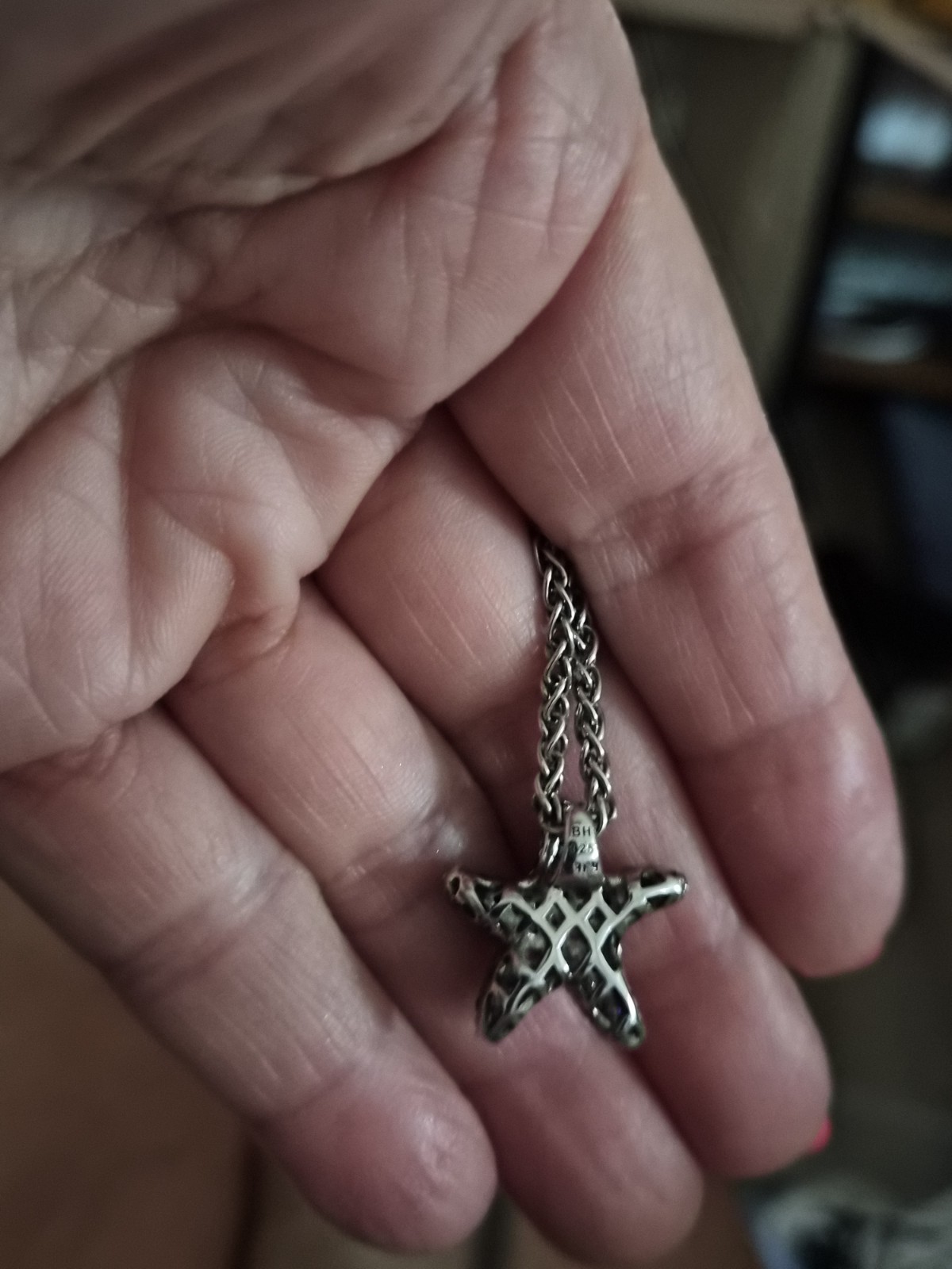EFFY STERLING SILVER 925 SAPPHIRE STARFISH PENDANT NECKLACE
