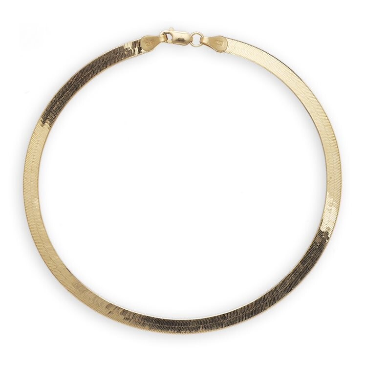 14k Yellow Gold 8″ Flexible HERRINGBONE Link Chain Bracelet 4.3 Grams 5 MM
