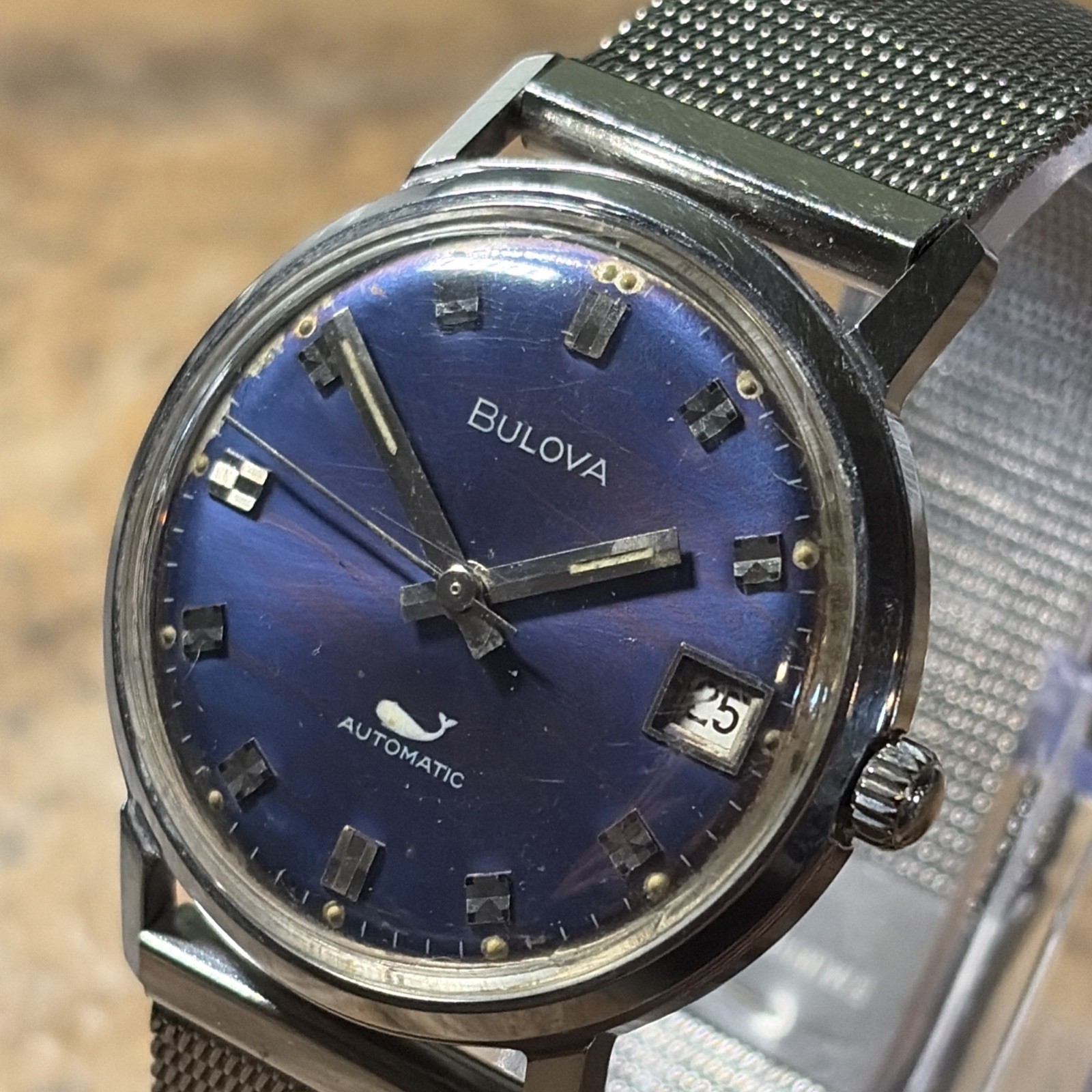 Vtg BULOVA Sea King Men’s Automatic 11 ANACD Watch Date Blue dial (Repair) READ