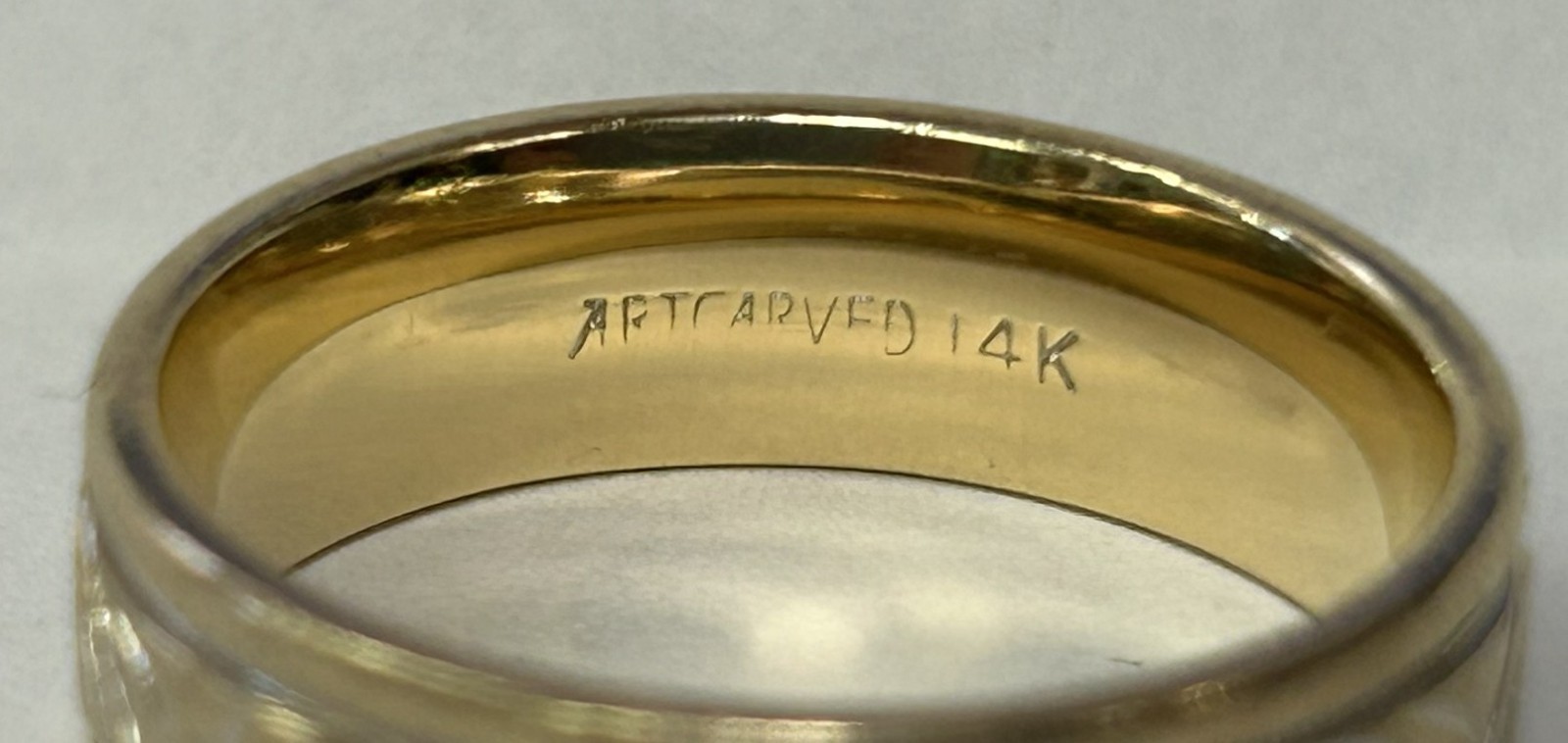 MA6 Artcarved 14k Two-Tone Gold Etched Design Wedding Band Size 9.75 – 9.1 Grams