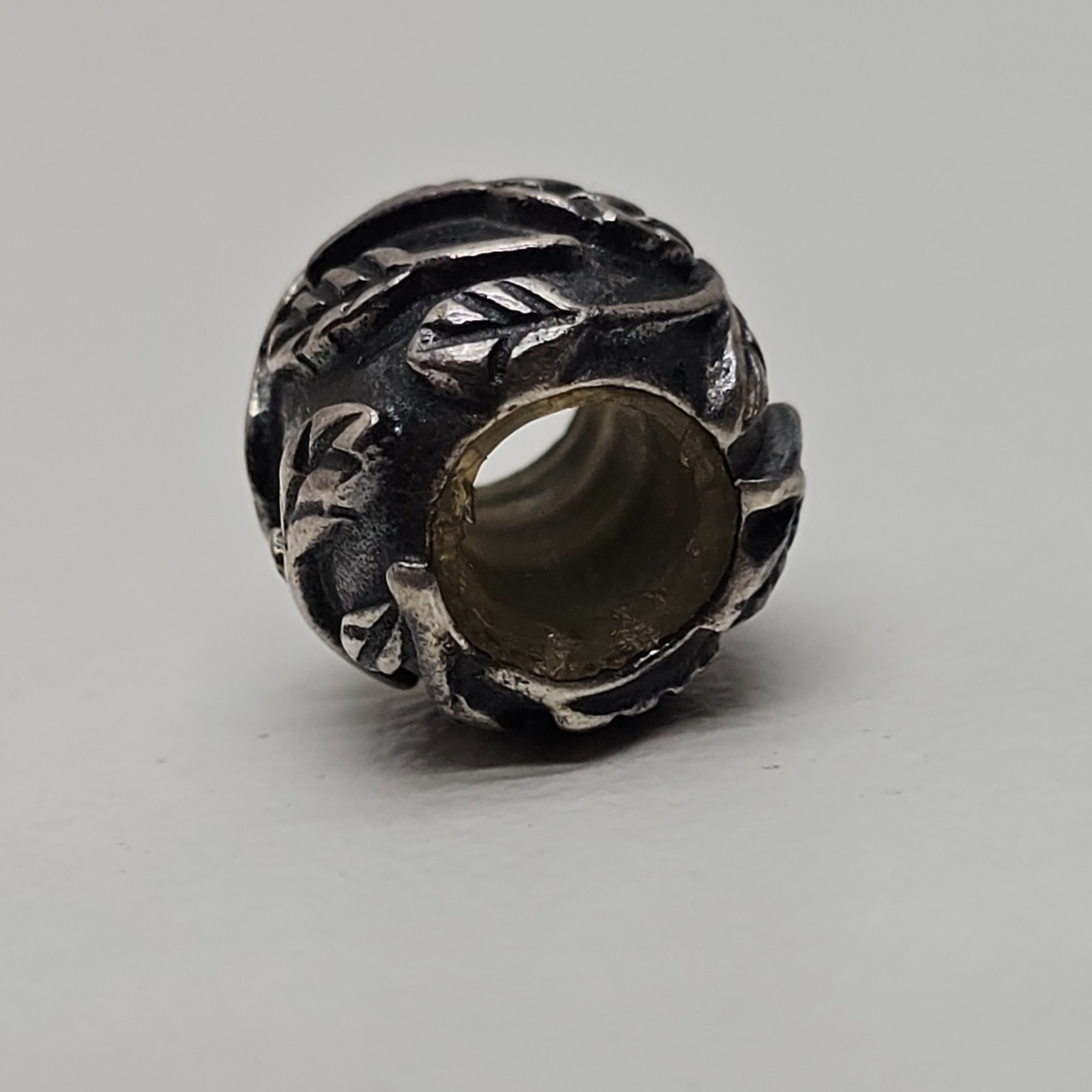 Authentic Pandora Vine Leaves Charm Bead 925 Sterling Silver Oxidized Finish
