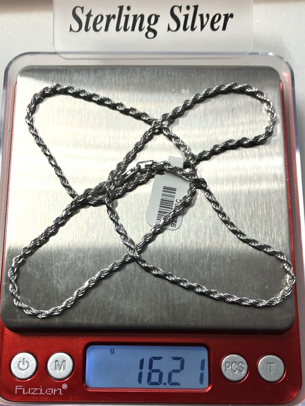 925 Sterling Silver Italy Solid Rope Chain 16.15grams 2.8mm 24” New with Tag