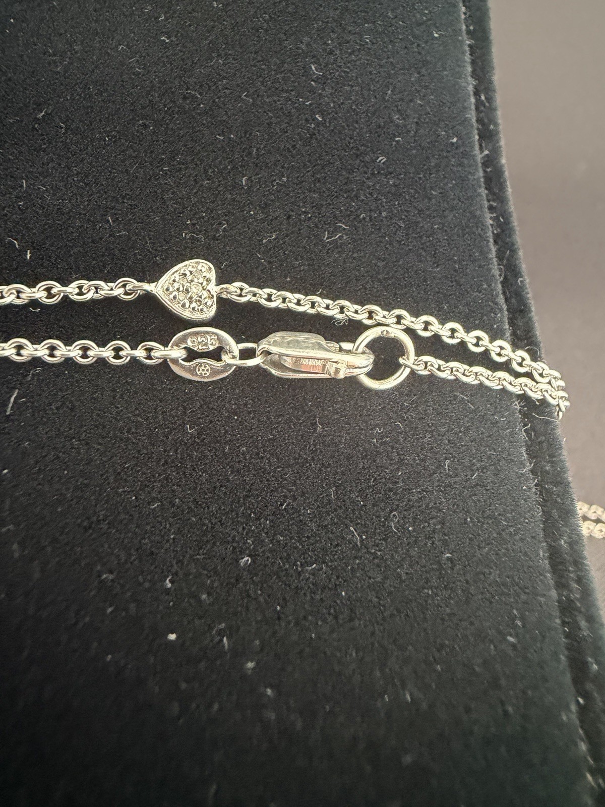 Sterling Silver 925 Heart Station Chain Necklace No Stone