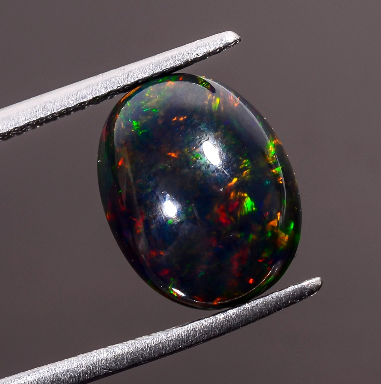 3 Ct Natural Black Ethiopian Opal Oval Shape Cabochon Loose Gemstone 12X9X5 mm