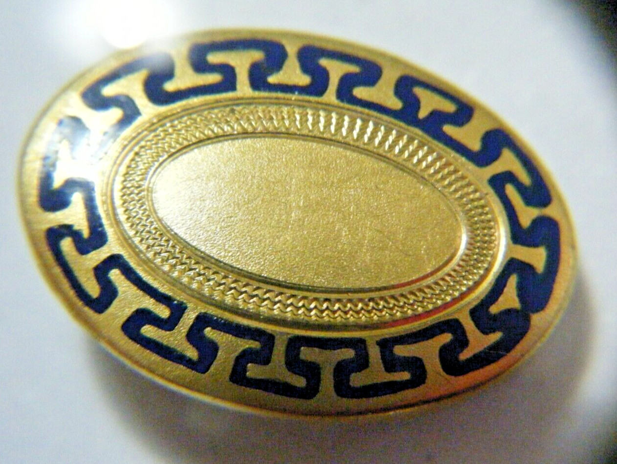 14K Victorian E. Ira Richards &Co. Tie Clothing Clip Engine Turned Blue Enamel