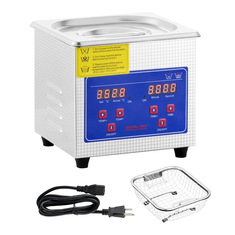 Ultrasonic Cleaner 40kHz Jewelry Cleaner 60W Stainless Steel Digital Control New