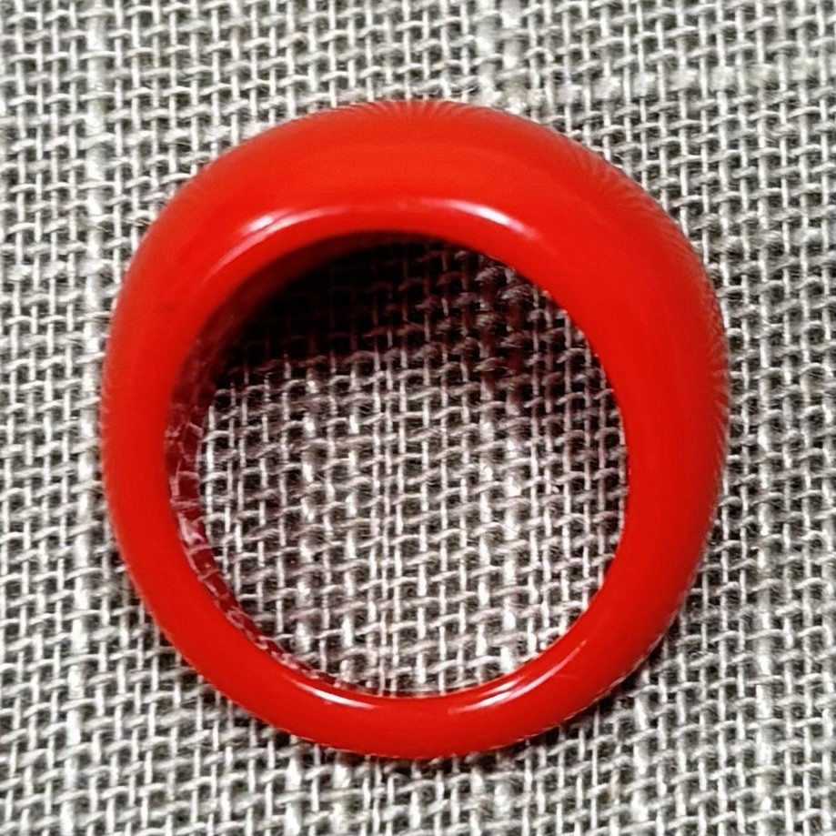 Vintage Lucite Acrylic RED Glossy Chunky Domed Ring Size 6.25 Mod Retro