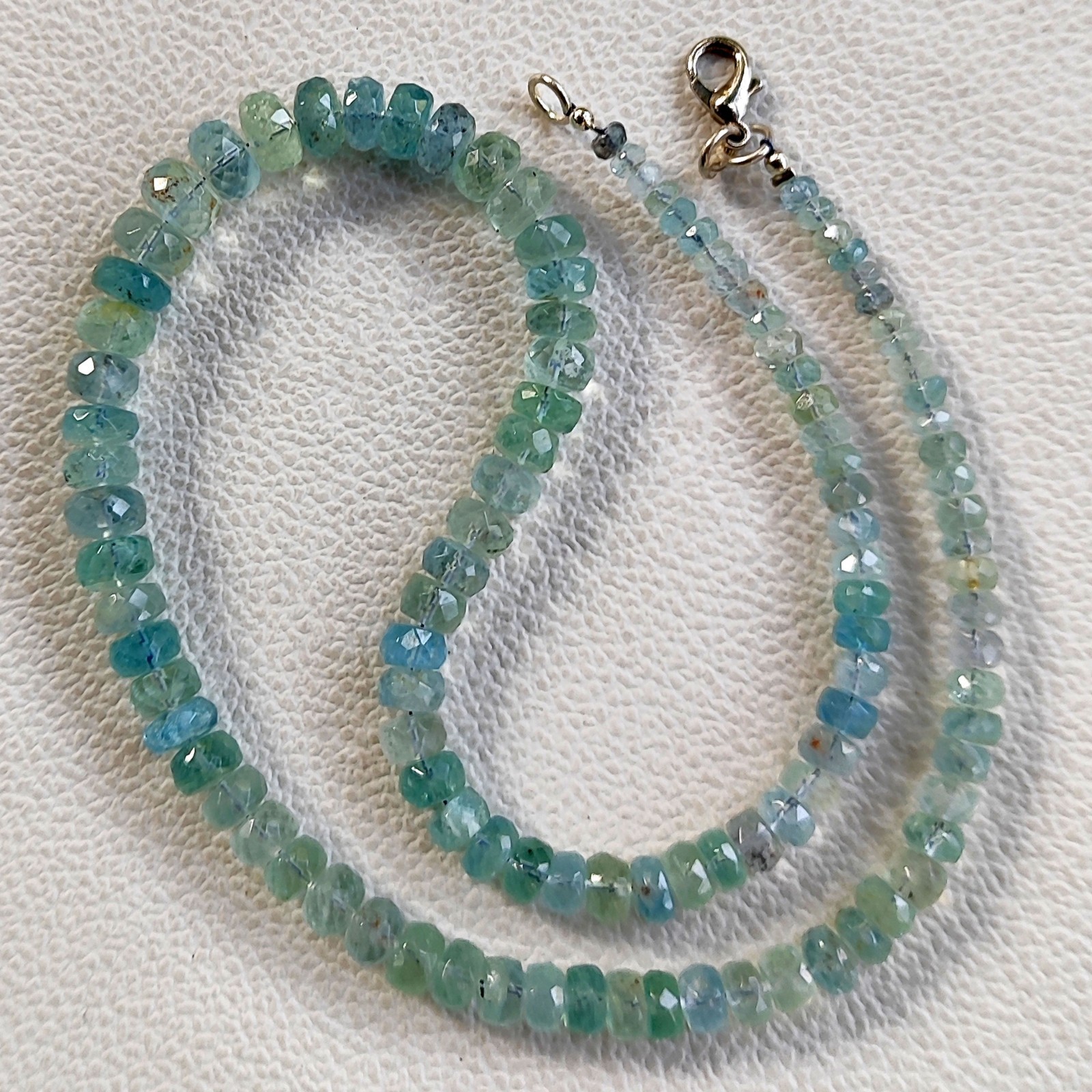 Brazilian Aquamarine 3.5-8 mm Faceted Roundelle Beads 16″ Gemstone Necklace