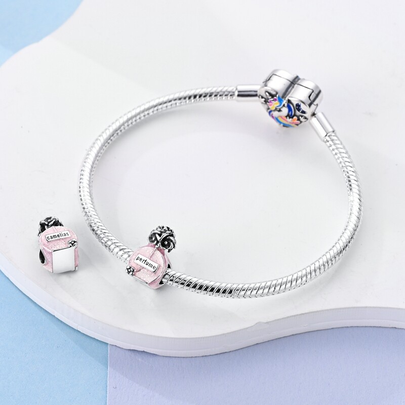 MULA New European Silver Plated Charm Enamel Camellia perfume For Women Bracelet