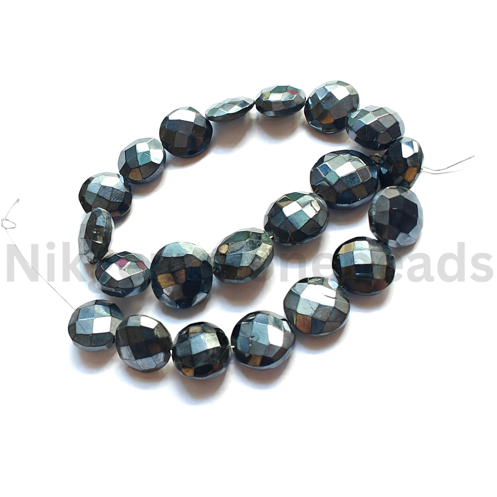 Natural Mystic Plated Spinel Beads, Briolette Faceted Coin Cut Gems, 10.5-12.6MM