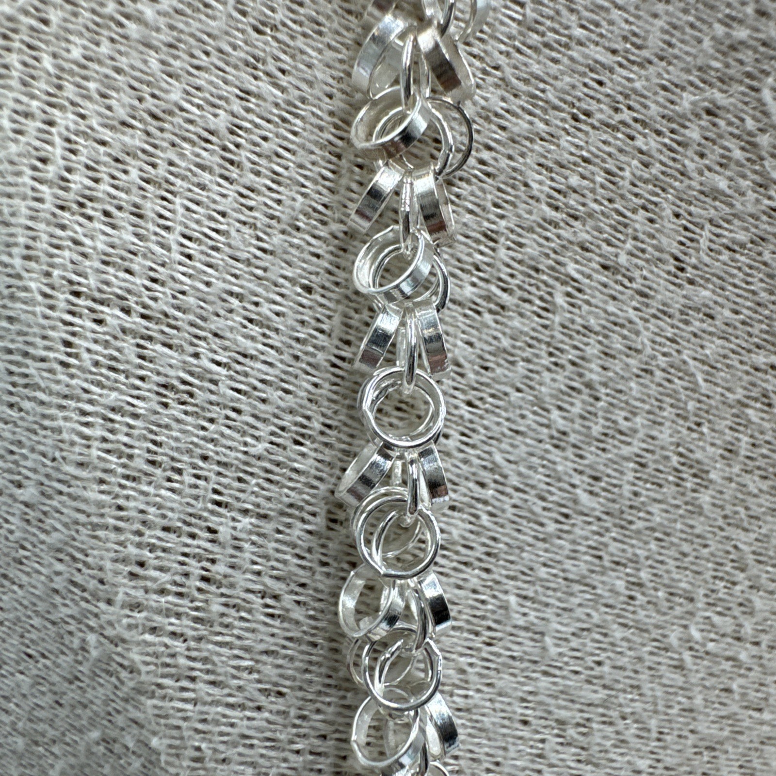 Sterling Silver Circle Link Bracelet And Necklace Set, 15.7g 22inch