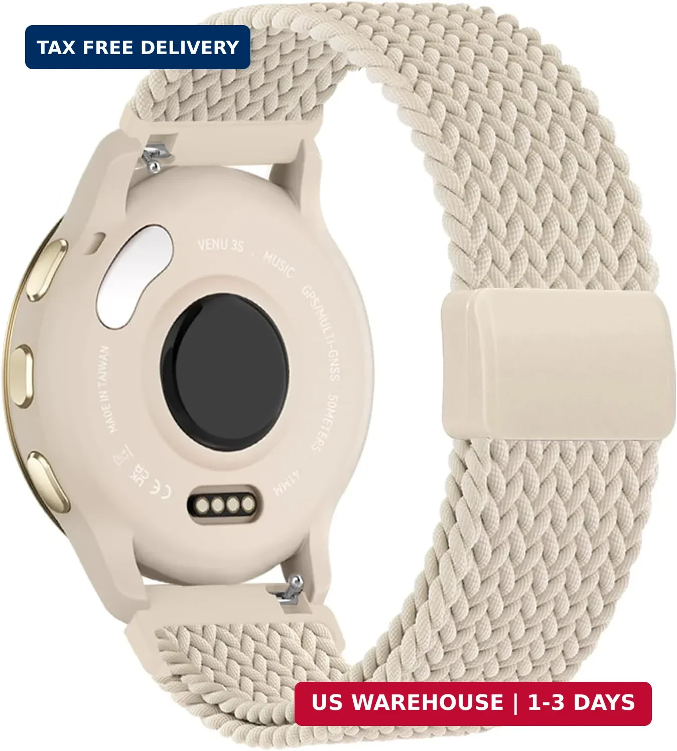 18mm Magnetic Braided Nylon Band Compatible with Garmin Venu 3S/Venu 4 41mm/Vivo