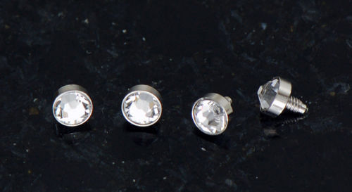 4 Pc 316L Surgical Steel 14g Tiny 3mm Clear CZ Dermal Anchors Heads Top