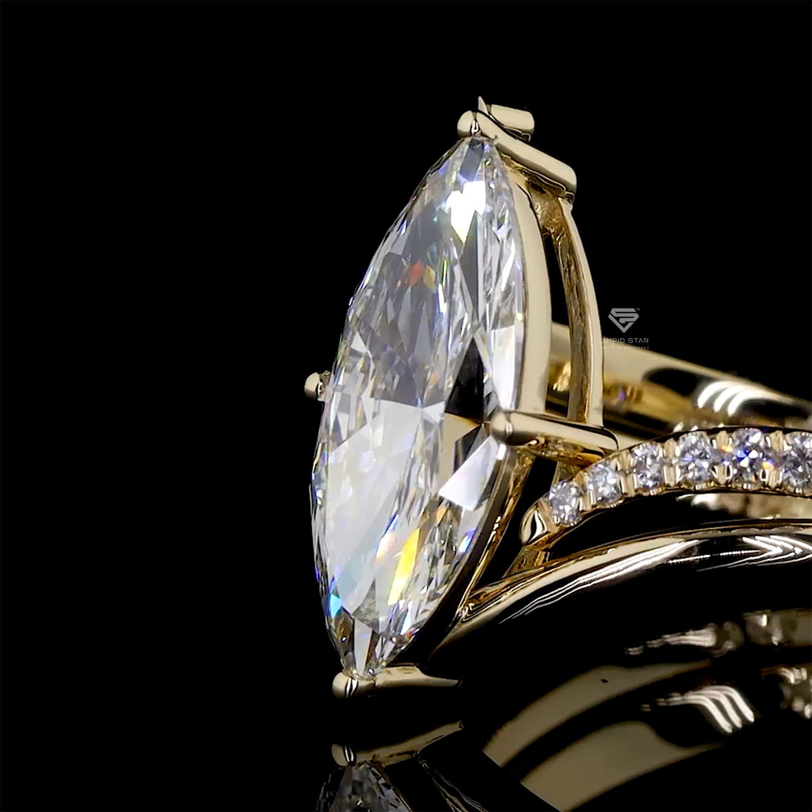 2.40CT Marquise Cut Lab Grown Diamond Ring G VS1 IGI 14K Yellow Gold Size 6