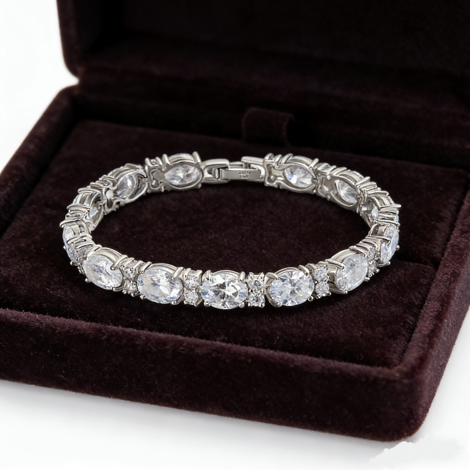 6*8mm Oval Cut Real Moissanite Tennis Bracelet Women 925 Sterling Silver Chain