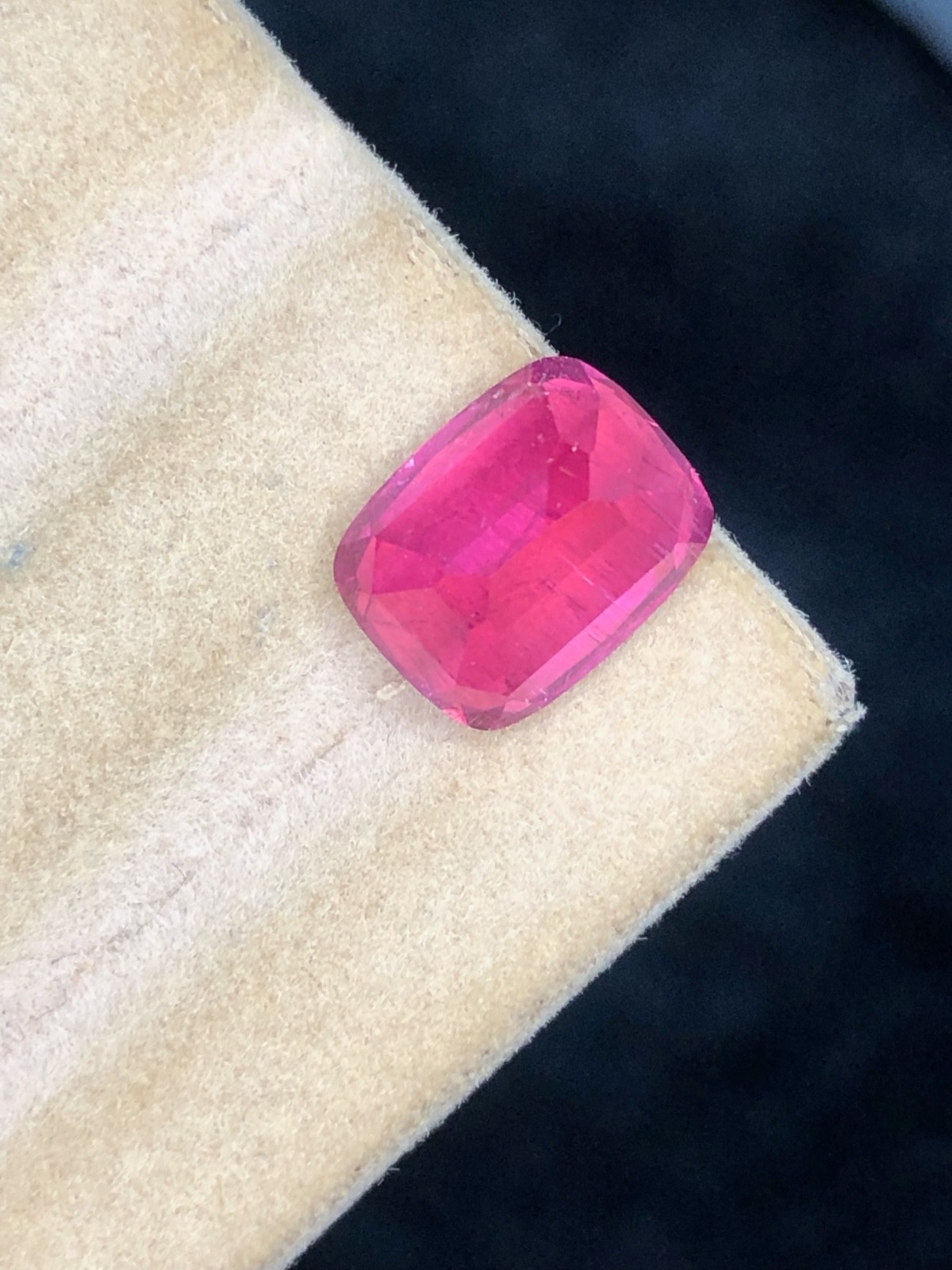 3.75 Cts Natural Hot Pink Color Rubellite In cushion shaped From Afghanistan