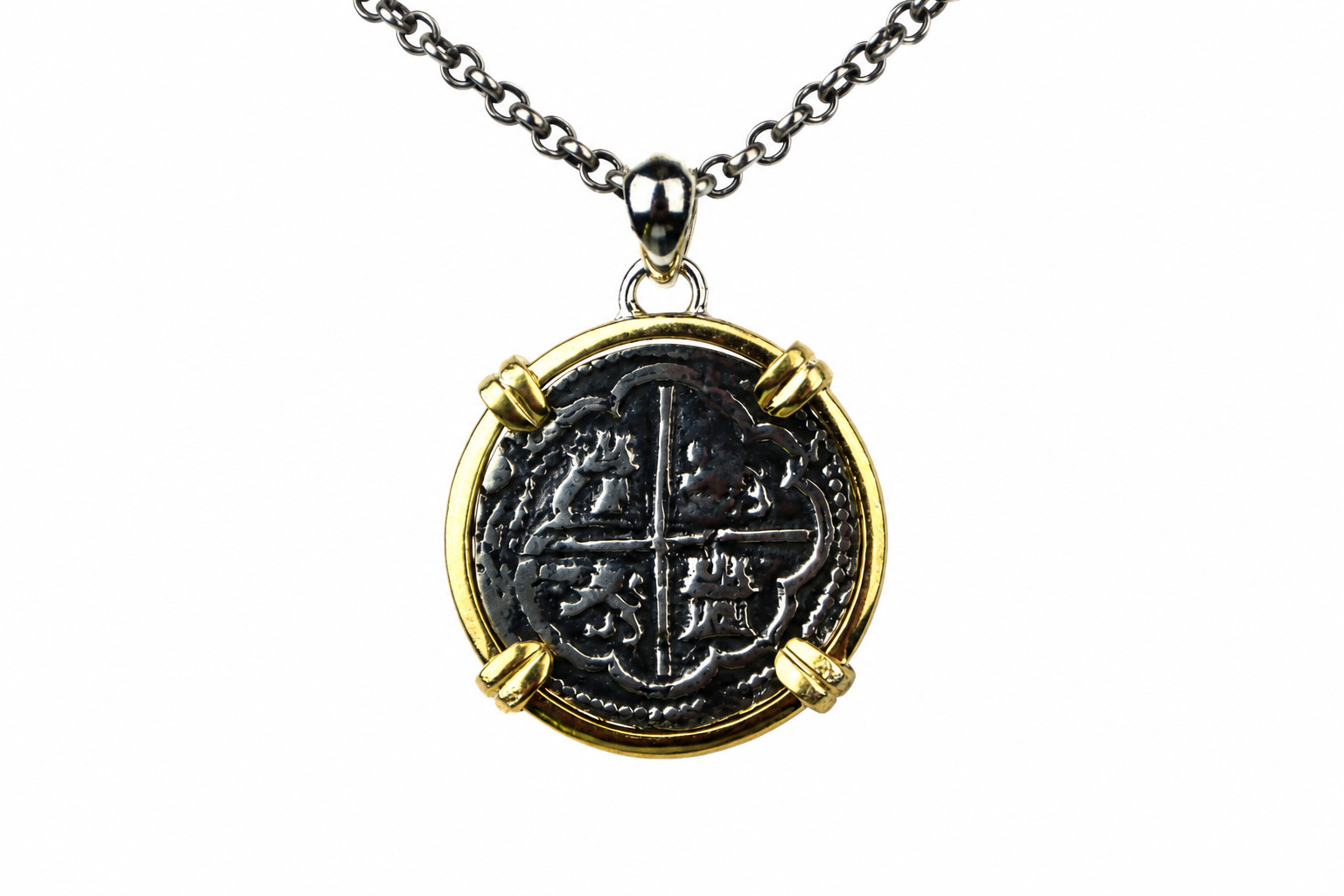 Atocha Style Shipwreck Coin Pendant 33 Carats 925 Sterling Silver