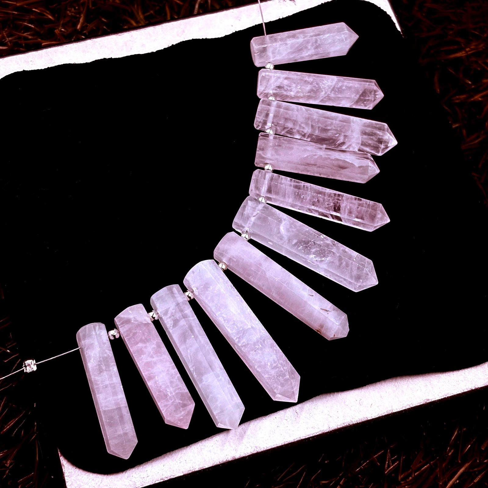 12 Pieces Natural Rose Quartz Mini Point Gems – Side Drilled -1-1.5″ Inch