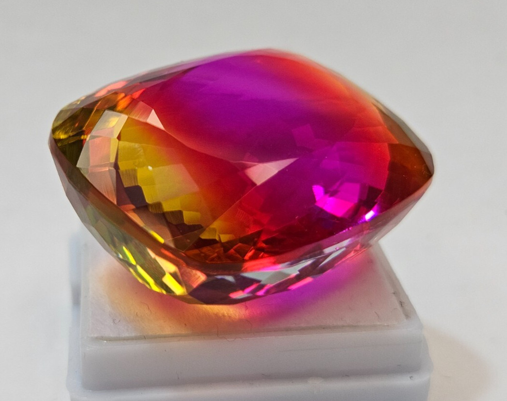 Natural Bi-Colour Ametrine Cushion Cut CERTIFIED 88+ Ct Loose Gemstone