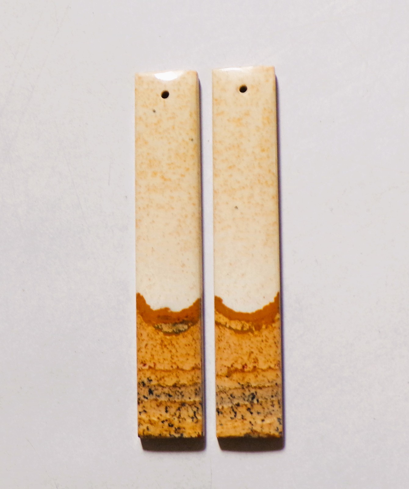 42.80 Cts Natural Picture Jasper Drilled Cabochon Match Pair Gemstone 54X10MM 25