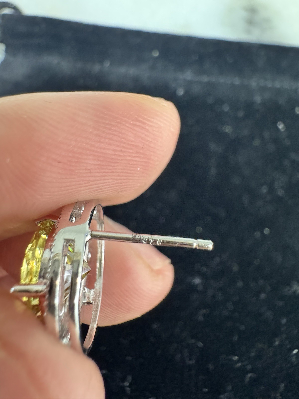 R.H. Macy & Co. 925 Sterling Silver Yellow Moissanite Halo Stud Earrings.