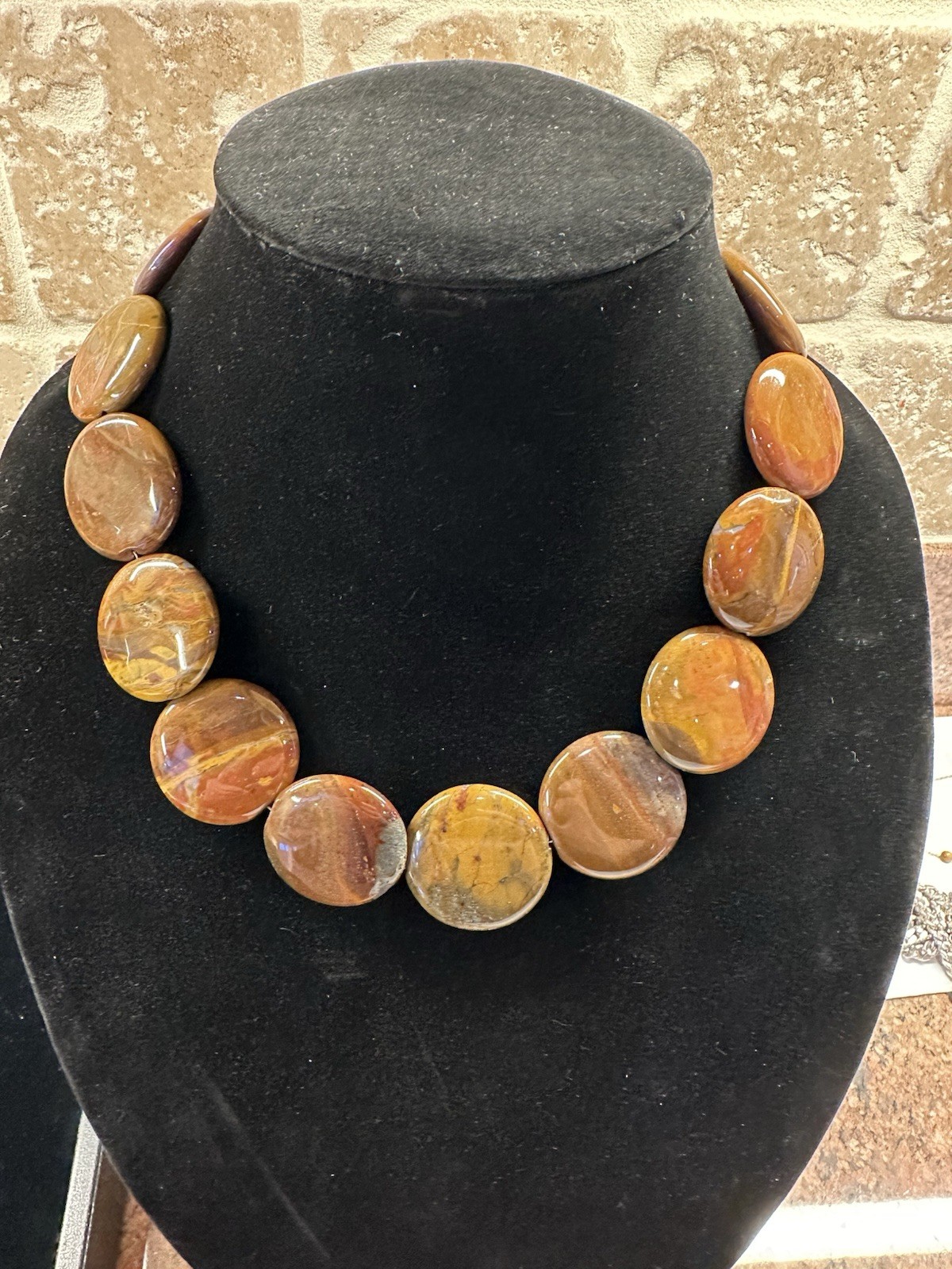 Large Tan Agate Slab Sterling Silver Necklace 18-20 Inch – 143 Grams
