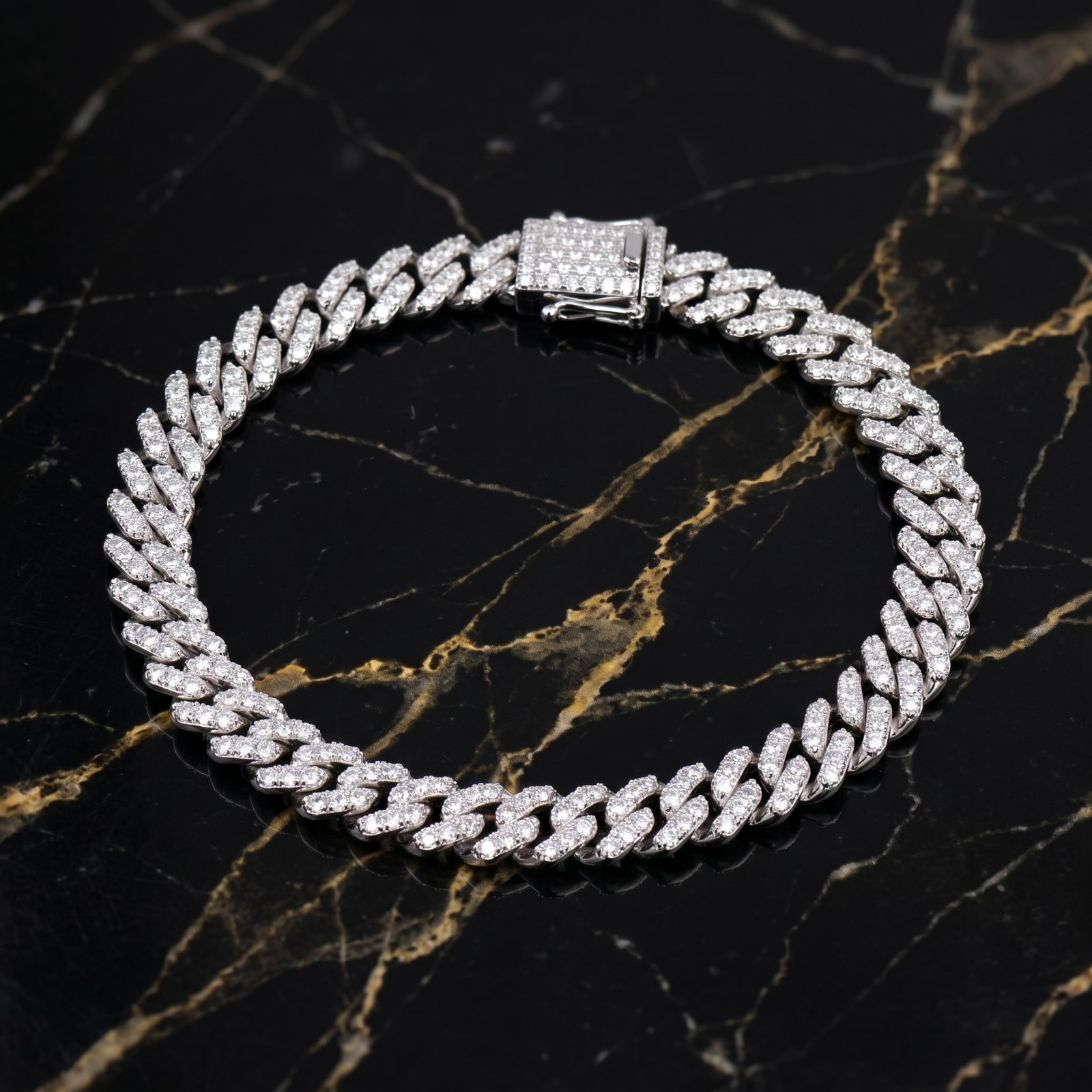 VVS1 Moissanite Monaco Cuban Bracelet 5.8mm 2.01 CTW 925 Sterling Silver