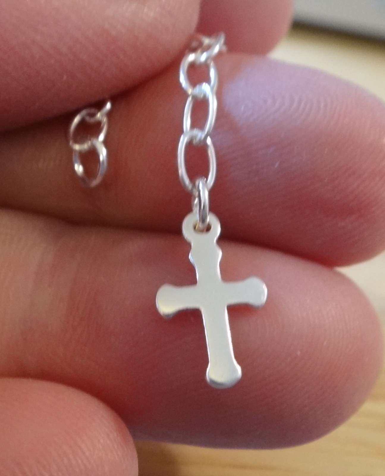 Sterling Silver 5 cm or 2 inch Extension with Cross Charm for Bracelet or Chain
